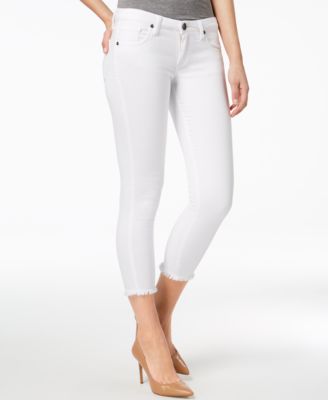 white frayed ankle jeans