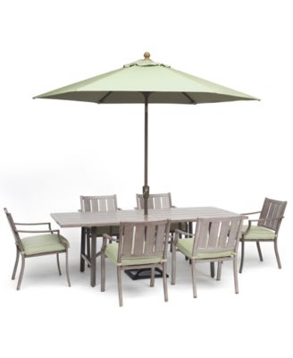 Wayland Outdoor из алюминия, 7 шт. Обеденный гарнитур (прямоугольный обеденный стол размером 84 х 42 дюйма и 6 обеденных стульев) с подушками Sunbrella®, созданный для Macy's.