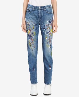 calvin klein paint splatter jeans