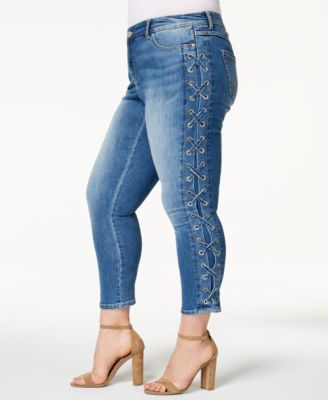 plus size lace up jeans