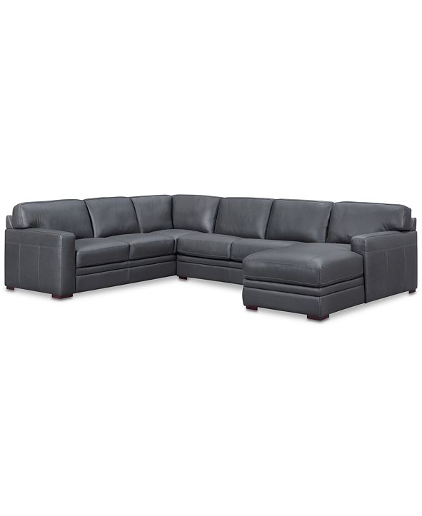 Furniture Avenell 3Pc. Leather Sectional with Full Sleeper Sofa & Chaise, Created for Macy's