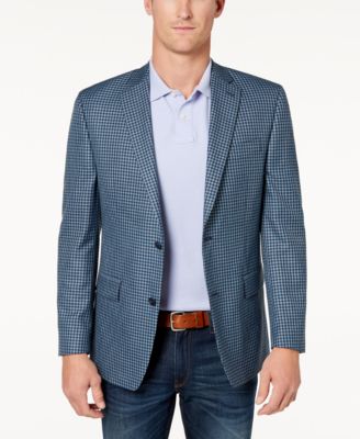 michael kors men's classic fit blue check sport coat