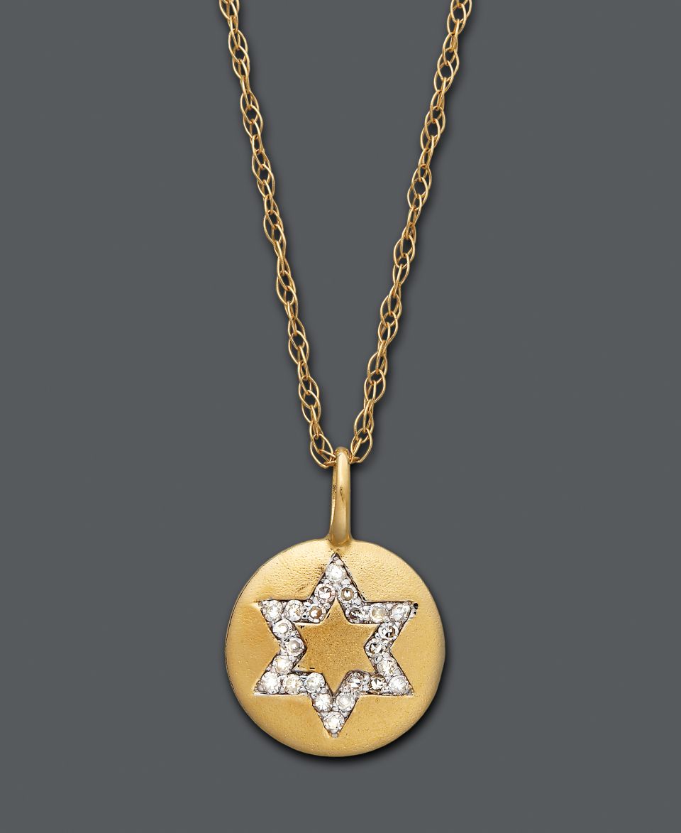 Diamond Necklace, 14k Gold Diamond Star of David Pendant (1/10 ct. t.w