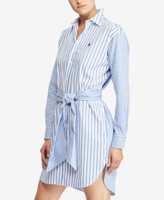 ralph lauren striped cotton shirtdress