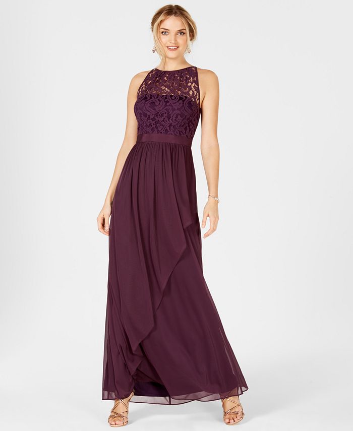 Adrianna Papell Lace Illusion Halter Gown &amp; Reviews