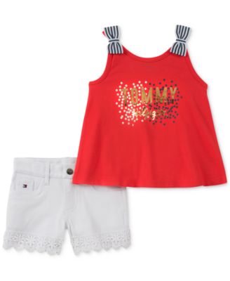 tommy hilfiger crop top and shorts set