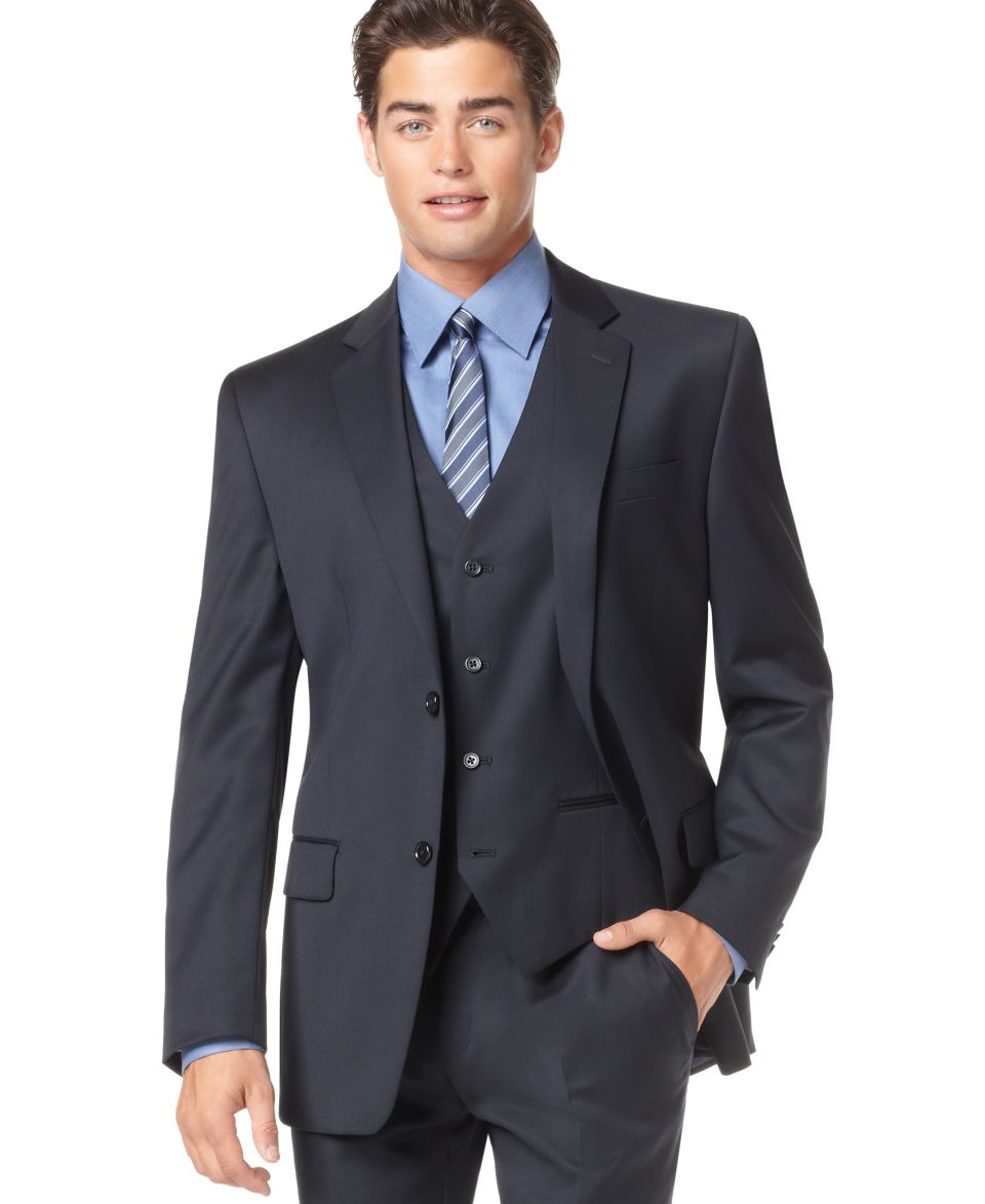 Alfani RED Suit Separate, Navy Solid Slim Fit   Mens Suits & Suit