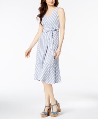 striped cotton midi dress