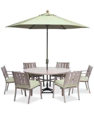 Алюминиевый набор Wayland Outdoor из 7 предметов Обеденный гарнитур (круглый обеденный стол диаметром 60 дюймов и 6 стульев) с подушками Sunbrella®, созданный для Macy's