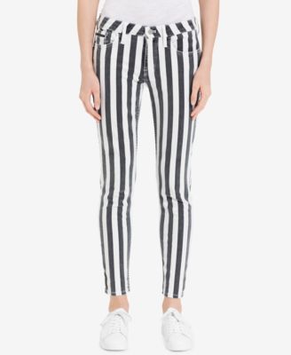 black and white striped jeans womens