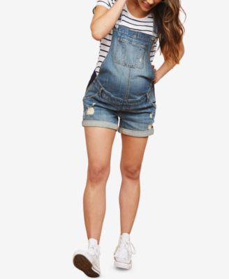 maternity denim overall shorts