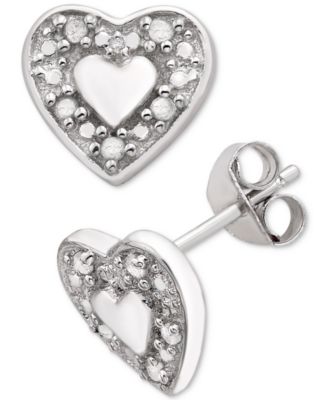 Серьги Macy's сердечки с бриллиантами 0,10 карат