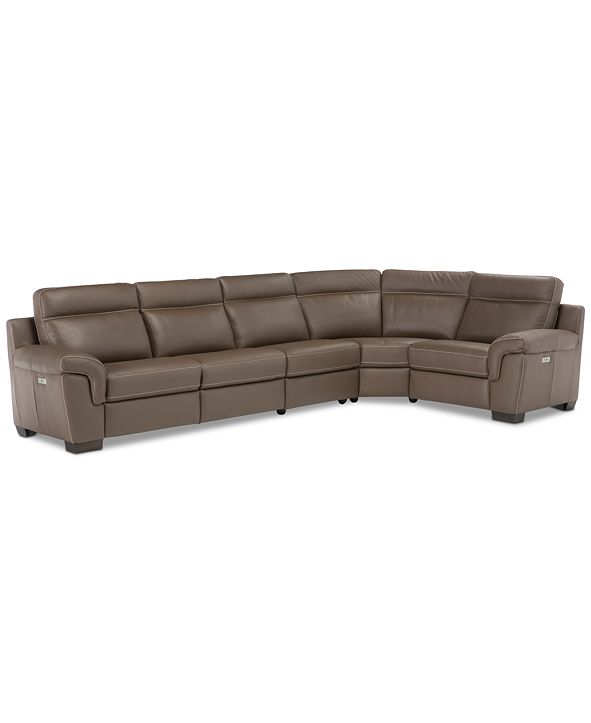 Furniture Julius II 5Pc. Leather Sectional Sofa With 2 Power Recliners