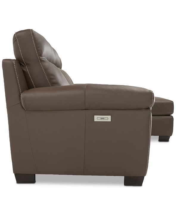 Furniture Julius II 3Pc. Leather Chaise Sectional Sofa With 2 Power