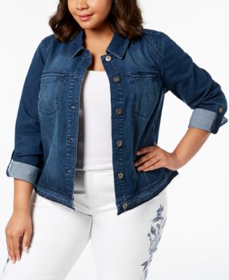 macys plus size denim jacket