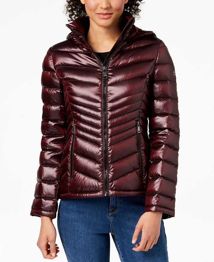 macy's calvin klein hooded puffer coat