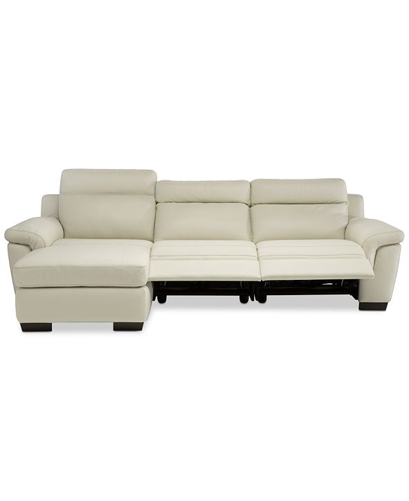 Furniture Julius II 3Pc. Leather Chaise Sectional Sofa With 2 Power