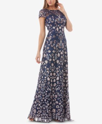 js collections floral embroidered gown