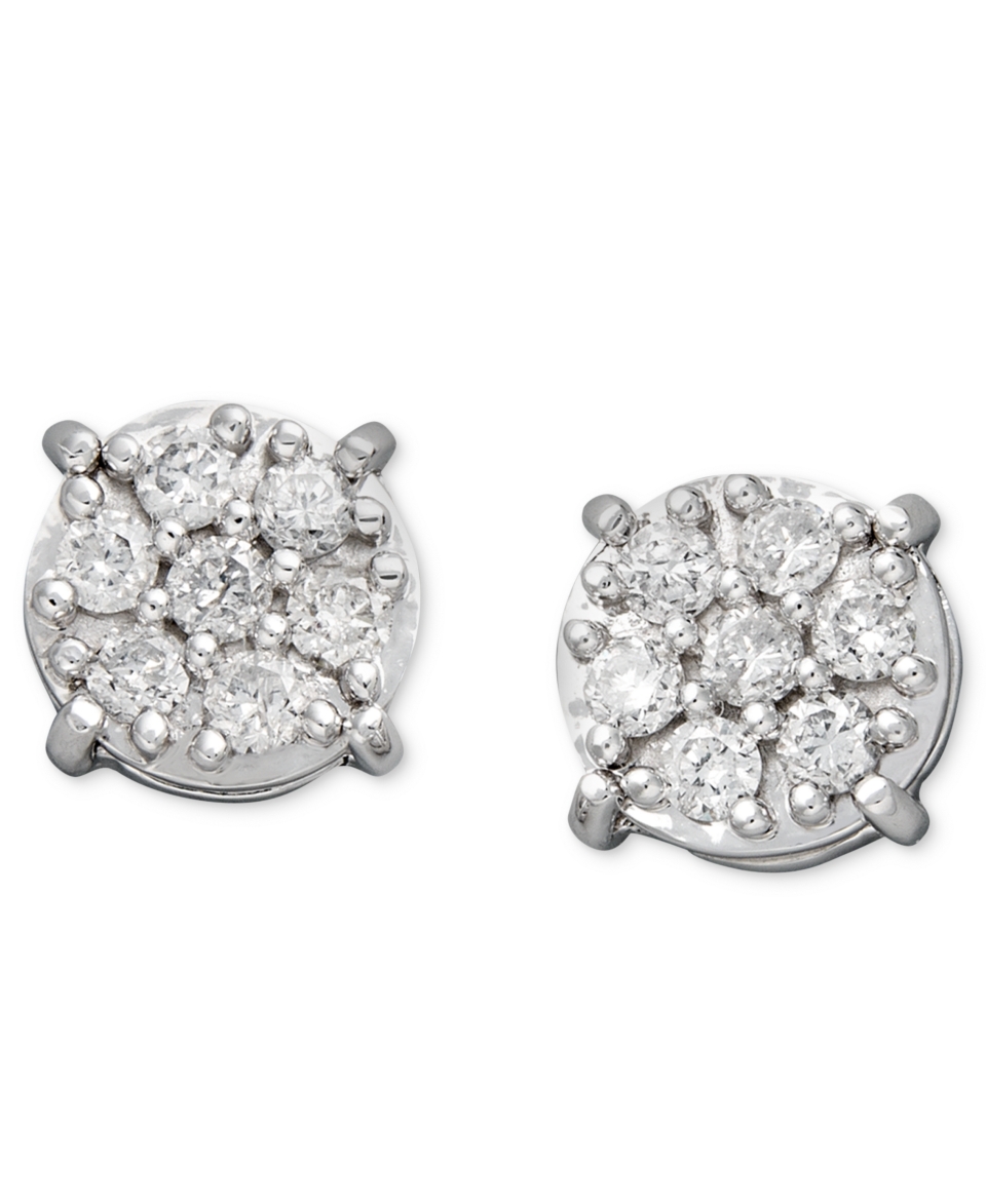 Diamond Earrings, 14k White Gold Diamond Stud Earrings (1/5 ct. t.w.)   Earrings   Jewelry & Watches