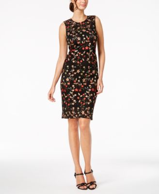 calvin klein floral embroidered gown