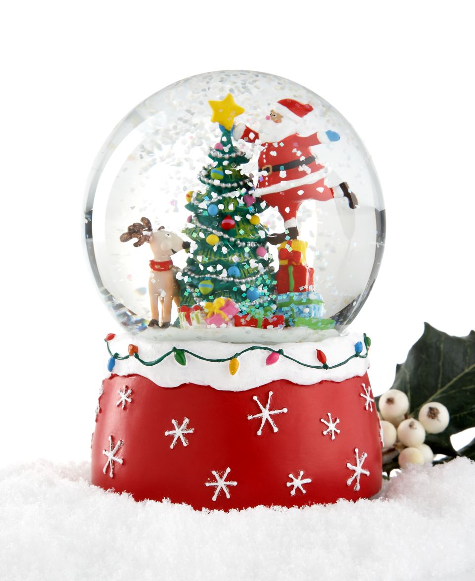 Holiday Lane Musical Snow Globe, Santa Decorating