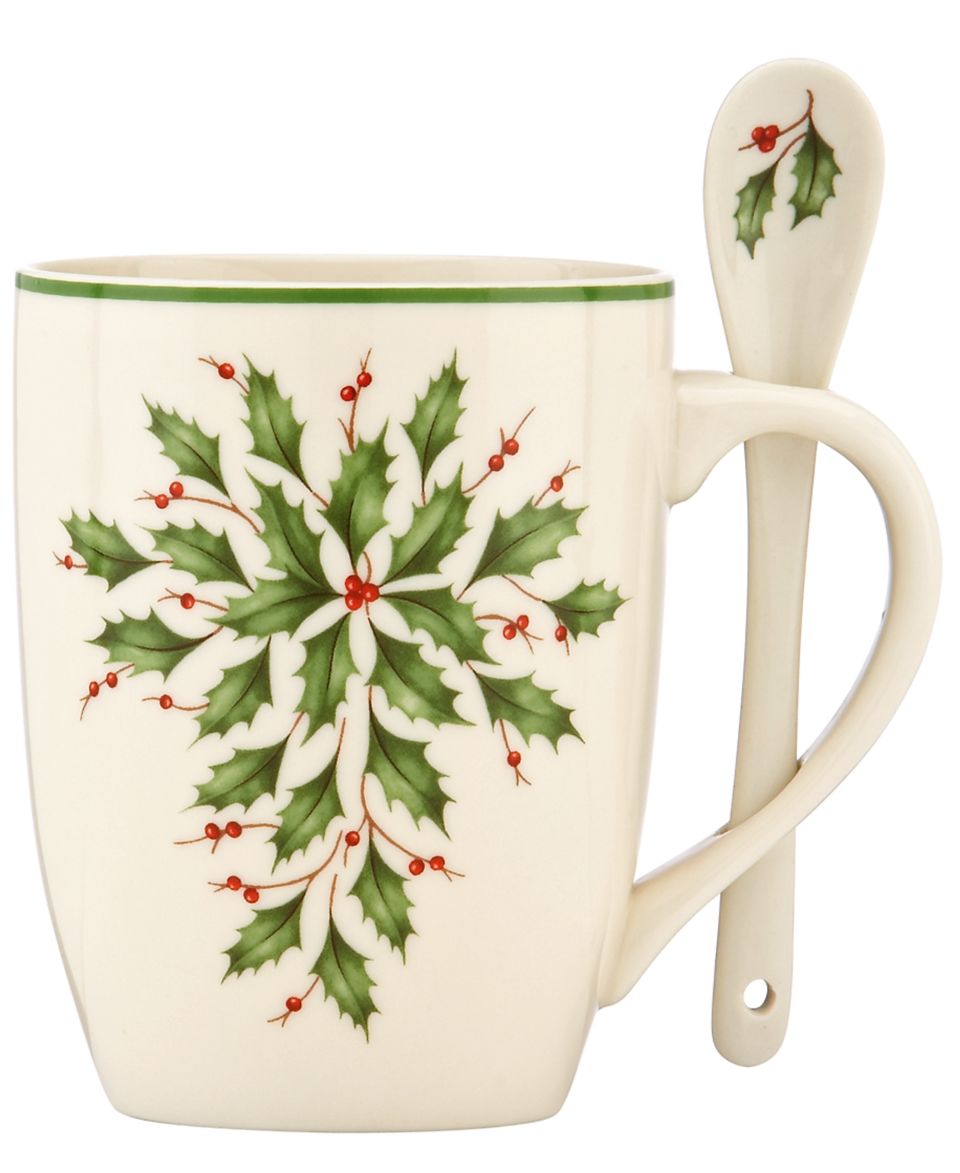 Lenox Dinnerware, Exclusive Set of 2 Holiday Cocoa Mugs with Spoons