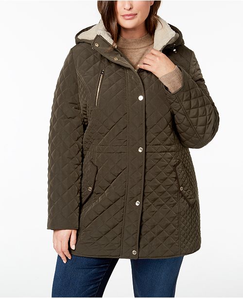 Laundry By Shelli Segal Plus Size Fleece Lined Quilted Anorak Reviews Coats Women Macy S