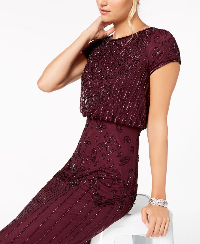 Adrianna Papell Petite Beaded Blouson Gown & Reviews Dresses