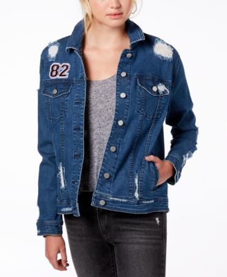 juniors distressed denim jacket