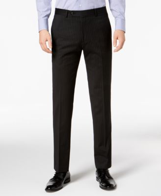 black pinstripe suit trousers