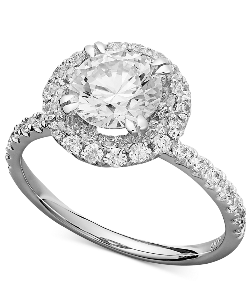 Arabella 14k White Gold Ring, Swarovski Zirconia Round Pave Engagement Ring (3 1/2 ct. t.w.)   Rings   Jewelry & Watches