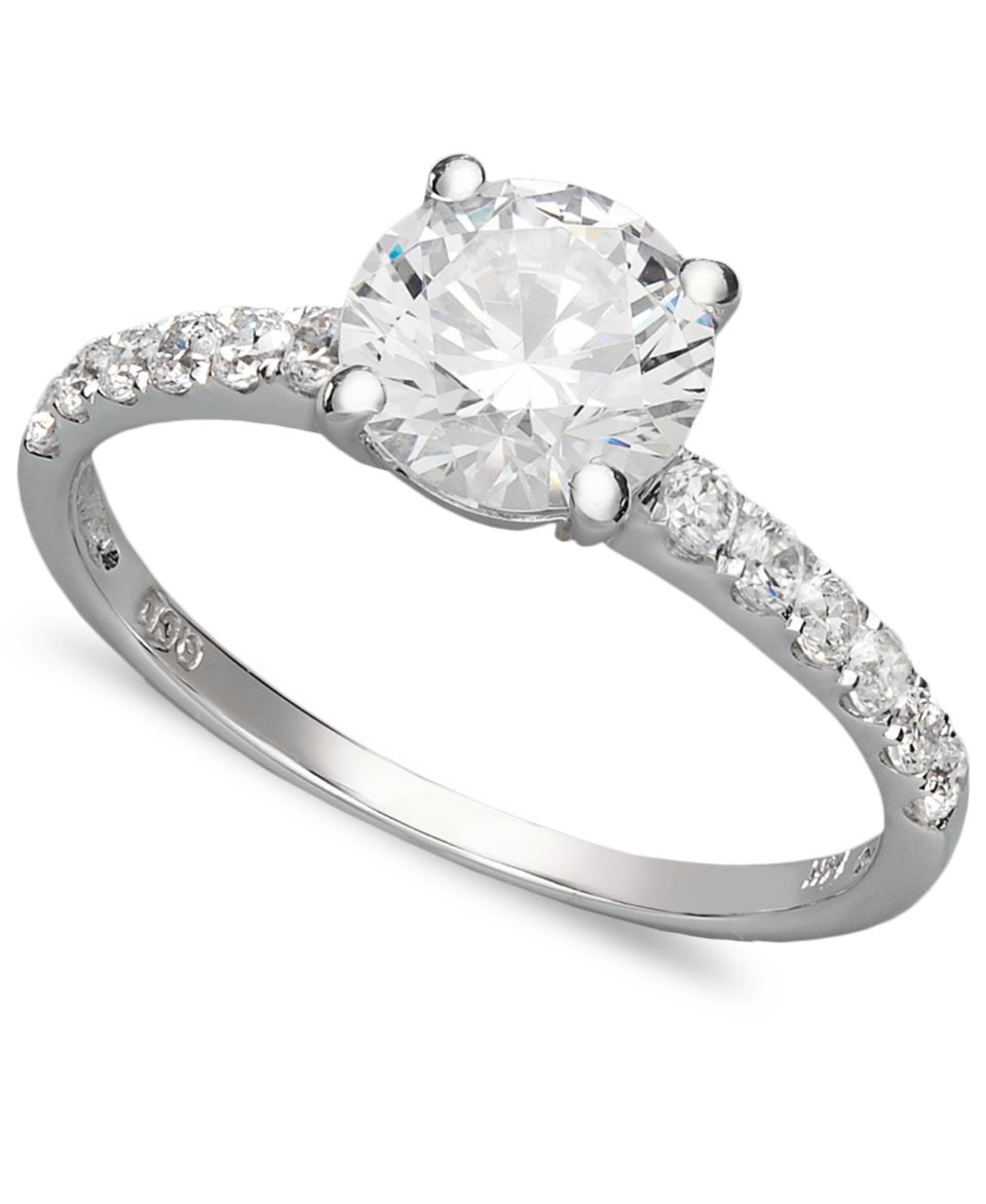 Arabella 14k White Gold Ring, Swarovski Zirconia Round Pave Engagement Ring (3 1/2 ct. t.w.)   Rings   Jewelry & Watches