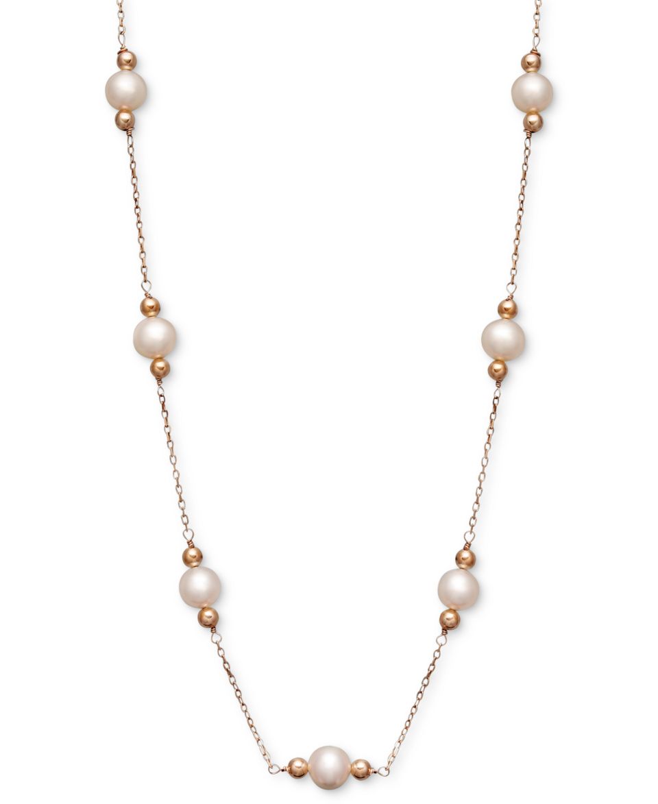 Pearl Necklace, 14k Rose Gold Cultured Freshwater Pearl Tin Cup Necklace   Necklaces   Jewelry & Watches