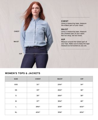 levis jeans women's size chart