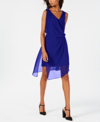adrianna papell chiffon overlay dress