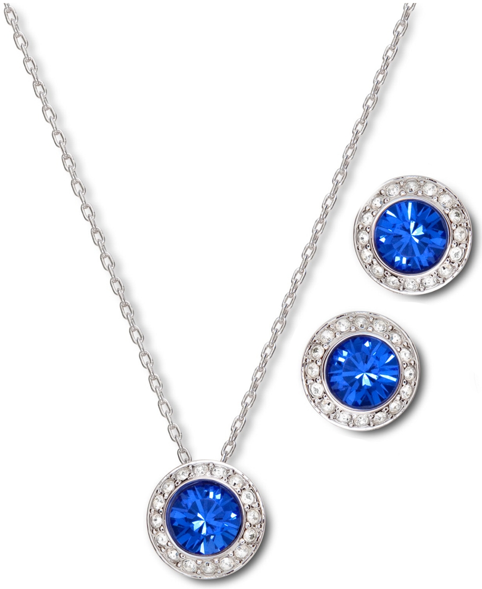 Swarovski Jewelry Set, Angelic Sapphire Earrings and Pendant Set