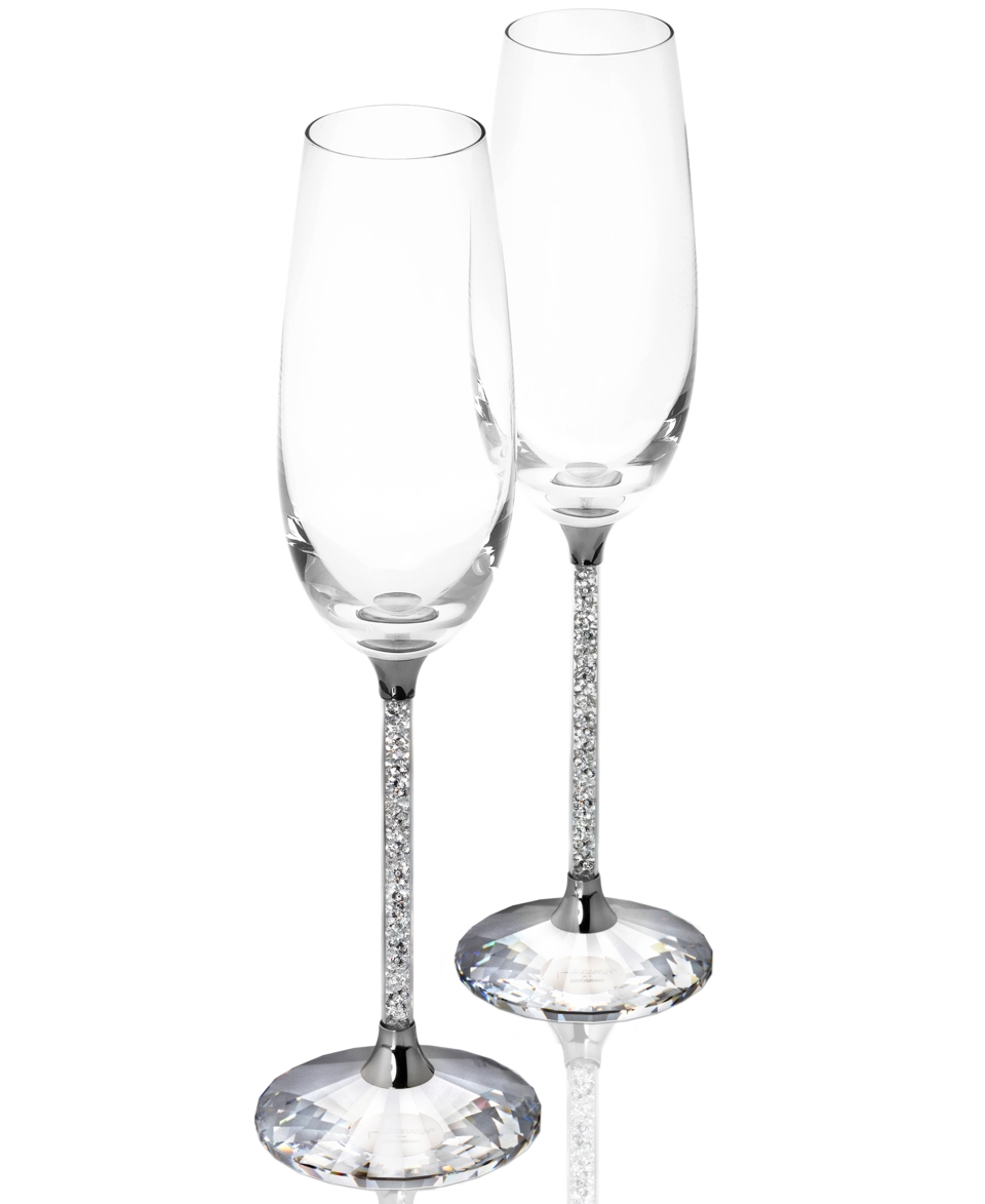 Swarovski Stemware, Set of 2 Crystalline Toasting Flutes  