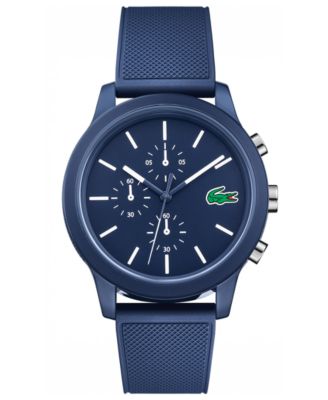 men's lacoste 12.12 watch with blue silicone strap
