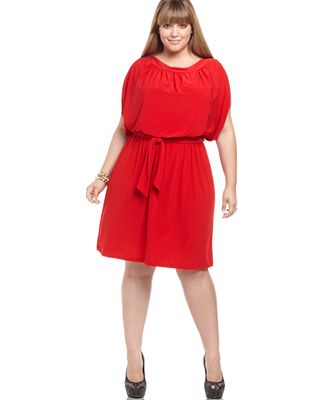 Just For Wraps Plus Size Dress, Short Sleeve Belted - Dresses - Plus ...