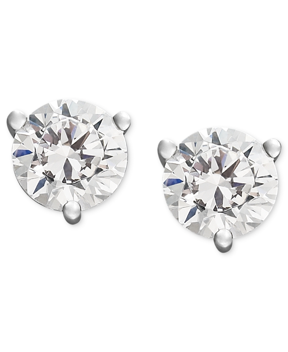 Diamond Earrings, 14k White Gold Certified Diamond Stud Earrings (2 ct