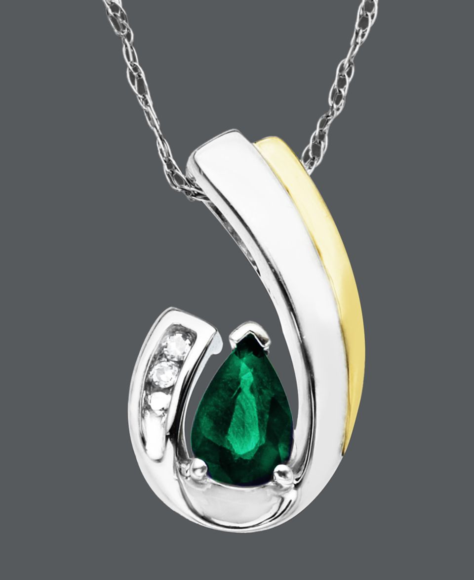 14k Gold and Sterling Silver Pendant, Emerald (3/8 ct. t.w.) and