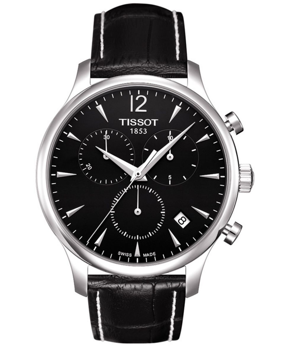 Tissot Watch, Mens Black Leather Strap T0144101605700   All Watches