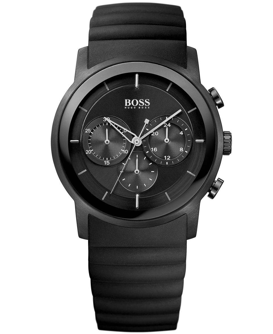 Hugo Boss Watch, Mens Chronograph Black Rubber Strap 1512639