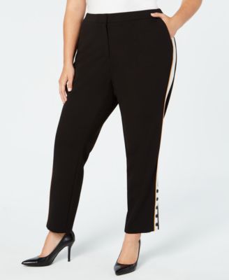 side stripe button pants