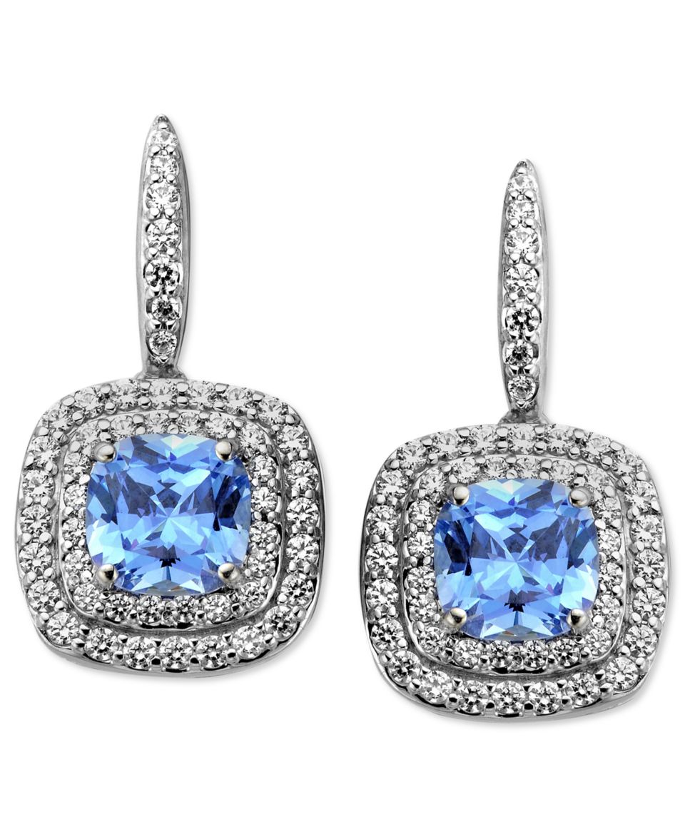 Arabella Sterling Silver Earrings, Blue and White Swarovski Zirconia