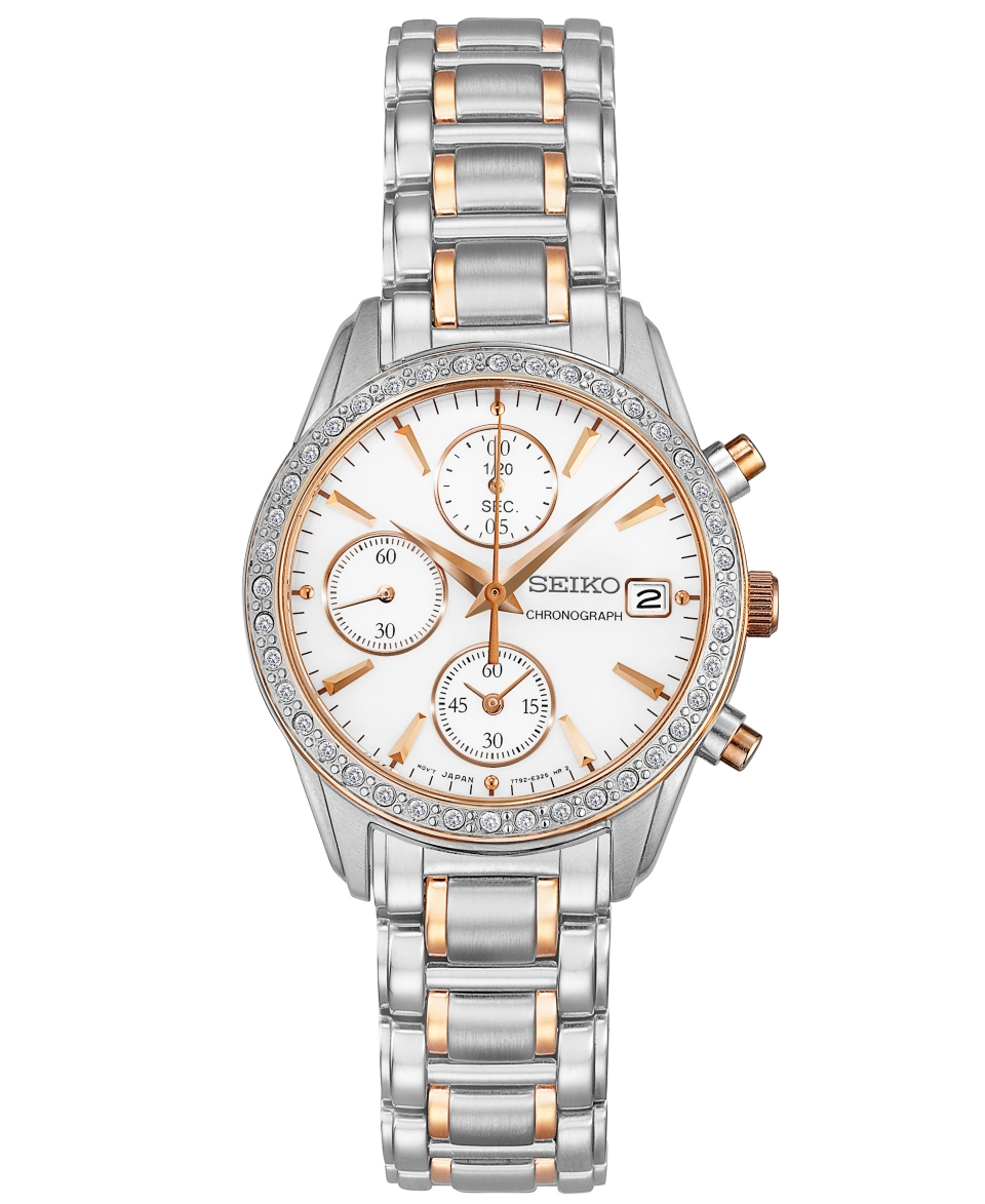 Seiko Watch, Womens Chronograph Two Tone Stainless Steel Bracelet