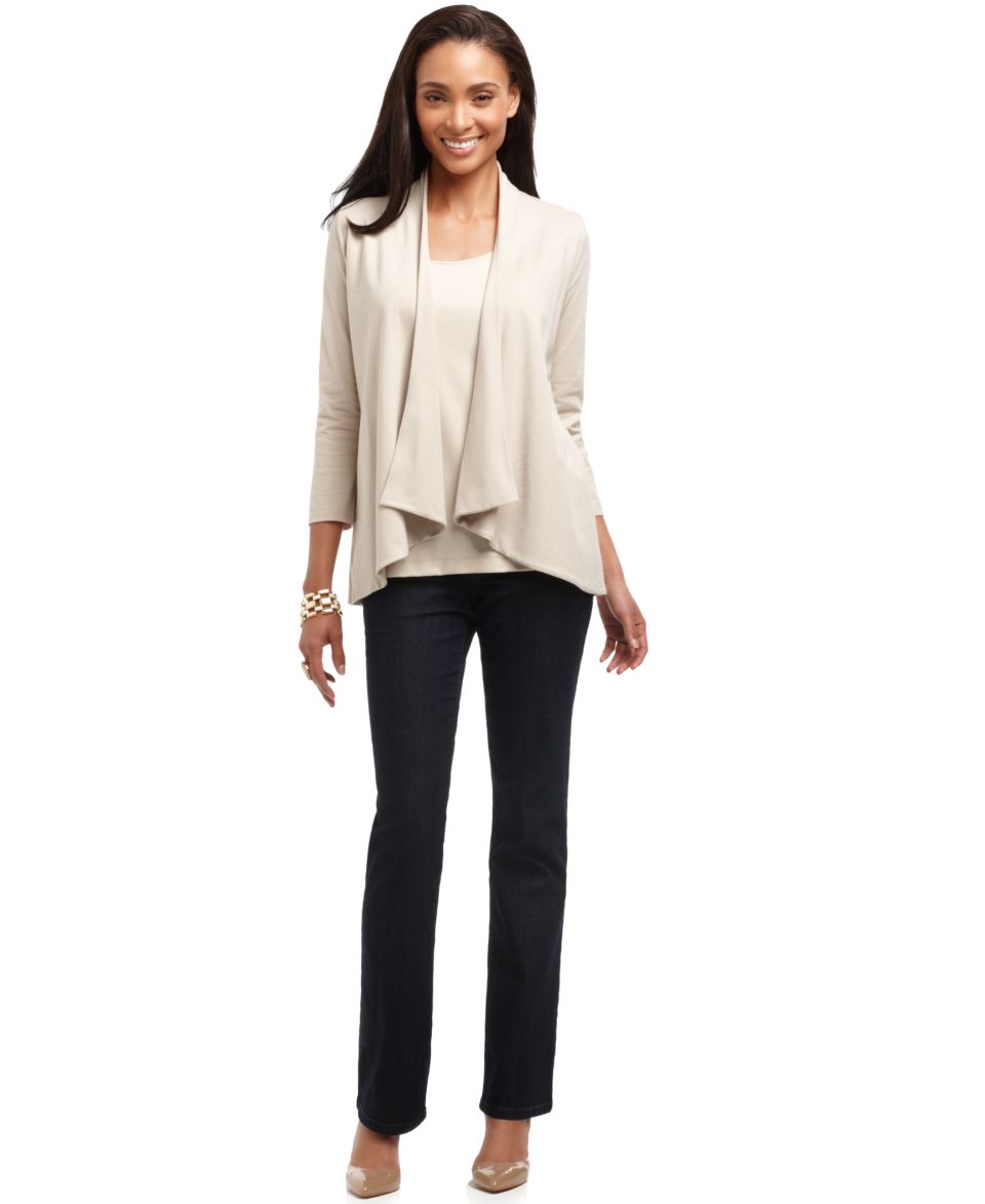 Charter Club Open Front Cardigan, Layering Shell & Straight Leg