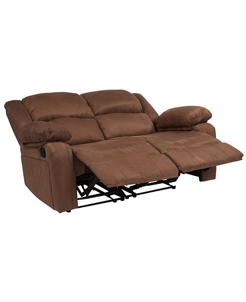 Flash Furniture Harmony Series Chocolate Brown Microfiber Loveseat With Two Built In Recliners Reviews Furniture Macy S