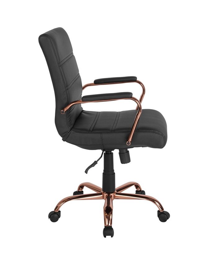 Flash Furniture Mid Back Black Leather Executive Swivel Chair With Rose Gold Frame And Arms Reviews Furniture Macy S