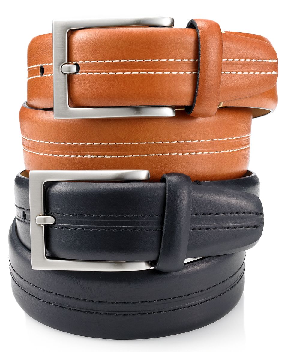 Tasso Elba Belt, Dress 35mm Nubuck Saddle Stitched Belt   Mens Belts